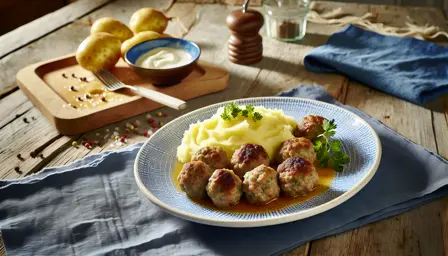 Saftige frikadeller med cremet kartoffelmos