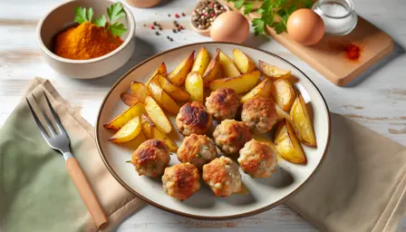 Kyllingefrikadeller med krydrede kartofler