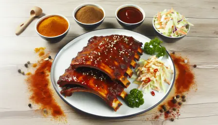Saftige Krydder-spareribs på tallerken