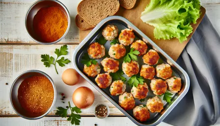 Saftige krydrede kyllingefrikadeller på fad