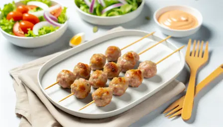 Saftige Mini Frikadellespyd på tallerken