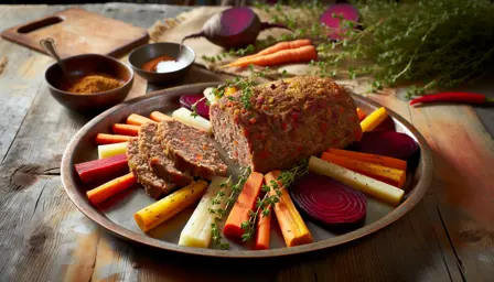 Saftigt krydret farsbrød med rodfrugter