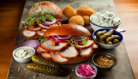 Sprød flæskestegs-sandwich med hjemmelavet remoulade