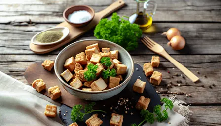 Sprød marineret tofu i airfryer