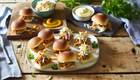 Sprøde BBQ Pulled Pork Sliders med Cremet Coleslaw