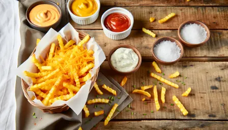 Sprøde Cheesy Fries med smeltet ost