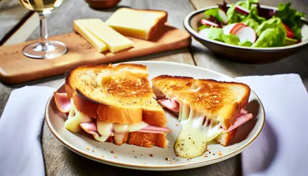 Sprøde Croque Monsieur med Smeltet Ost og Skinke