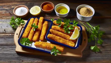 Sprøde fiskepinde med hjemmelavet panering i airfryer