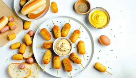 Sprøde Franske Hotdog Bites med Cremet Sennepsdressing