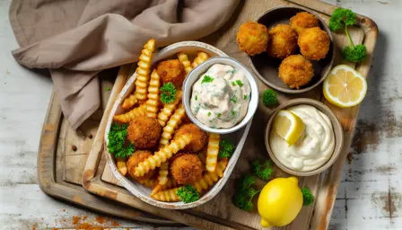 Sprøde Frikadelle-‘Pommes’ med Cremet Peberrodsmayonnaise