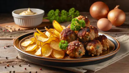 Sprøde frikadellefrikadeller med krydret kartoffelchips