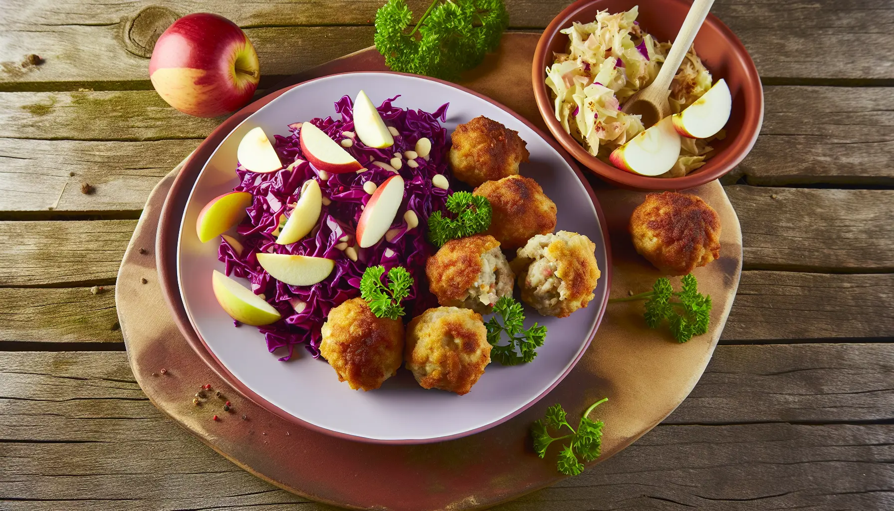 Sprøde Frikadeller med Krydret Rødkålssalat
