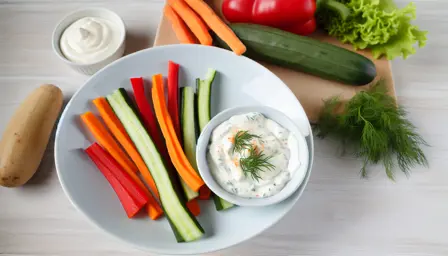 Sprøde grøntsagssticks med cremet dip