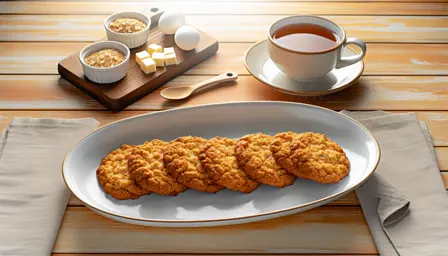 Sprøde Havregrynscookies på tallerken