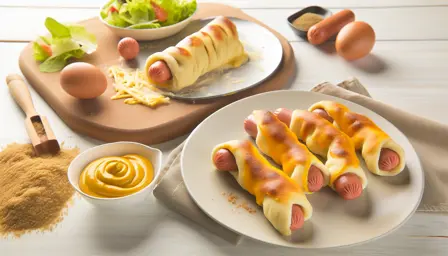 Sprøde hotdog-ruller med smeltet ost og sennep