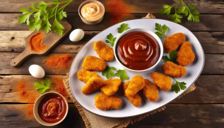 Sprøde kyllingenuggets med BBQ-dip
