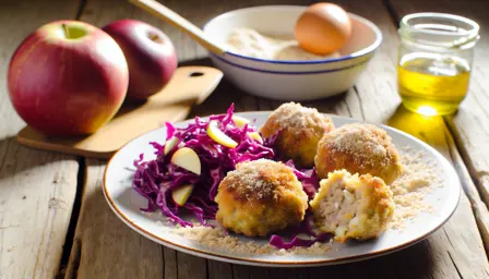 Sprøde luftige frikadeller med frisk rødkålssalat