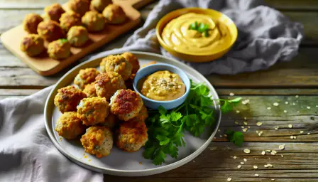 Sprøde Luftige Frikadeller med Krydret Sennepsdip