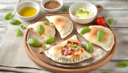 Sprøde Luftige Mini Pizza Calzone med Skinke og Ost