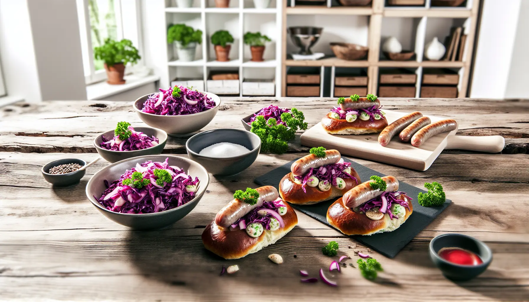 Sprøde Medisterpølsebrød med Syrlig Rødkålssalat