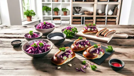 Sprøde Medisterpølsebrød med Syrlig Rødkålssalat