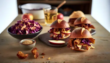 Sprøde mini flæskestegssandwich med krydret rødkålssalat