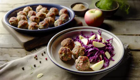 Sprøde Mini Frikadeller med Krydret Rødkålssalat