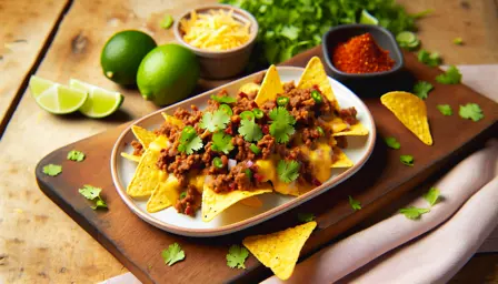 Sprøde Mini Nachos med Smeltet Ost og Chili Beef