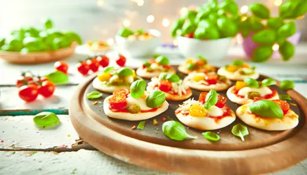 Sprøde Mini Pizza-Snacks med Frisk Basilikum