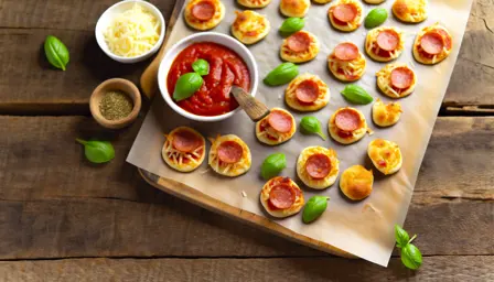 Sprøde Mini Pizza-Snacks med Ost og Pepperoni