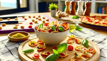 Sprøde Mini Pizzasnacks med Frisk Basilikum