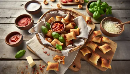 Sprøde Mini-Pizzasnegle med Krydret Tomat og Smeltet Ost