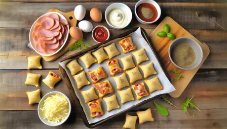 Sprøde Mini-Pizzasnegle med Ost og Skinke