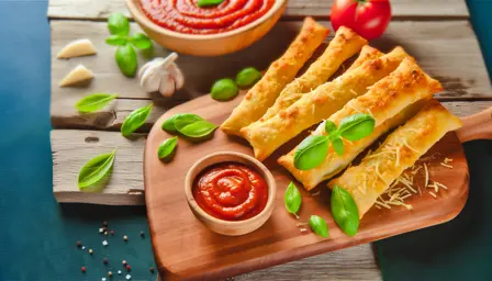 Sprøde Pizzastænger med Ost og Tomatsauce