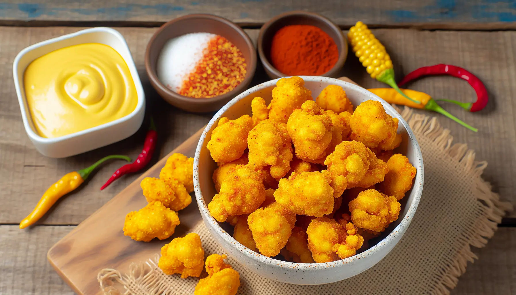 Sprøde Popcorn Chicken Bites