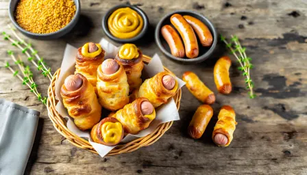 Sprøde Ristede Pølsehorn med Ost og Sennep