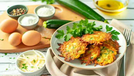 Sprøde Zucchinifritter på tallerken