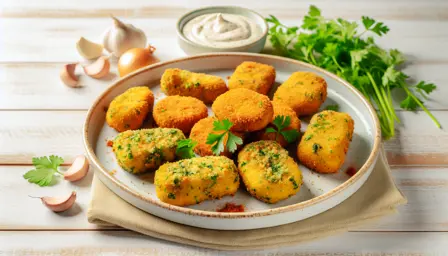 Sprøde urtepanerede vegetariske nuggets